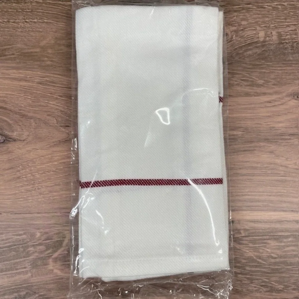 Pampered Chef White & Cranberry Window Pane Placemat Napkin Set of‎ 4 NIP